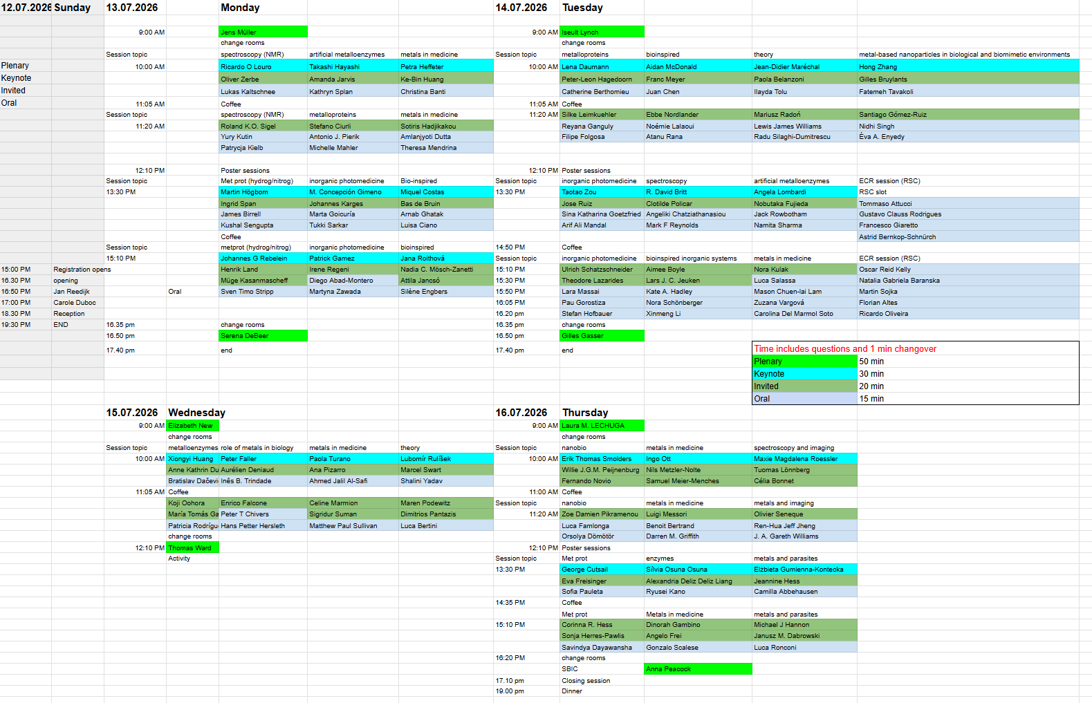 schedule for conference